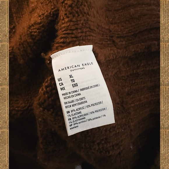 american eagle brown hooded sweater - Picture 3 of 5